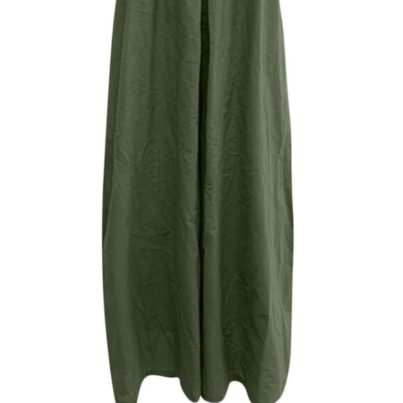 NEW Linen Soft Cotton Sleeveless Loose Jumpsuit Adjustable Straps L Olive Green - Picture 4 of 15